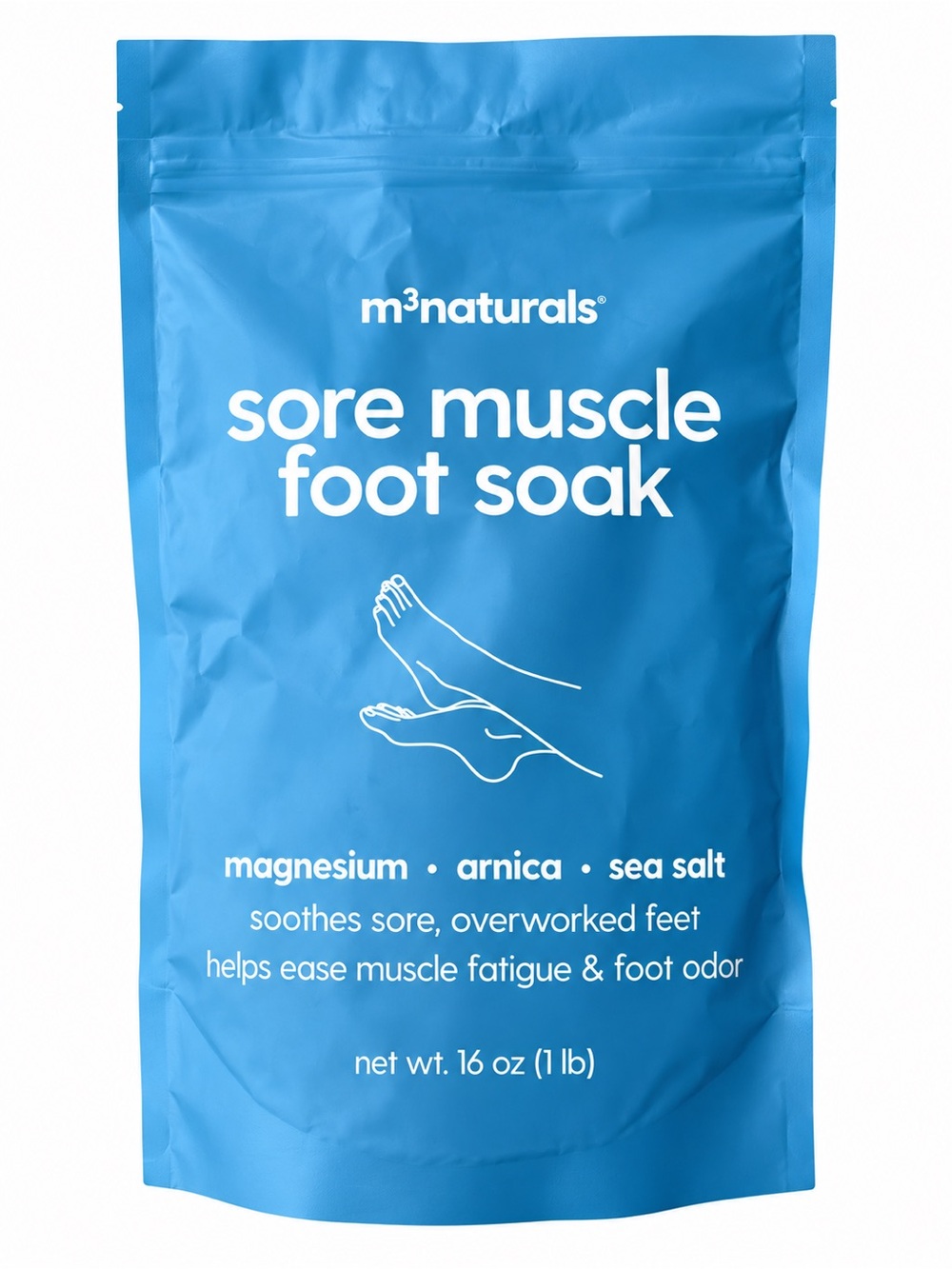 NWT M3 Naturals Sore Muscle Foot Soak Magnesium Arnica Epsom Salt 16 oz
